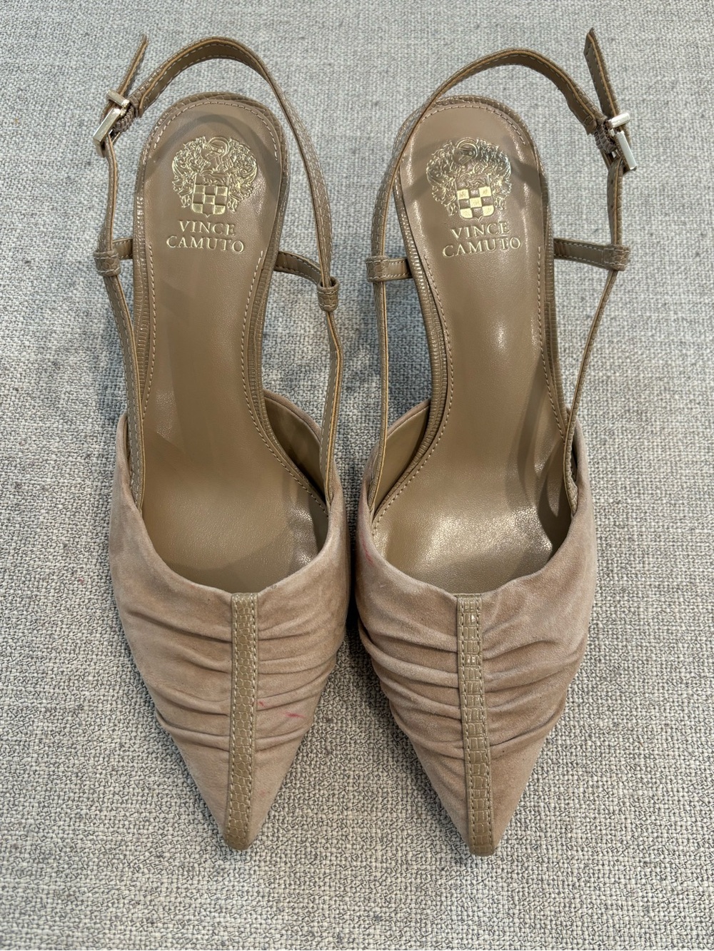 Vince Camuto Taupe Suede Pointed Slingback Heels Size 9